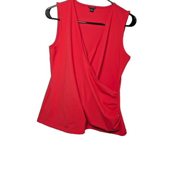 Ann Taylor Tops - Ann Taylor Tank Top Sleeveless Shirt Faux Wrap Red Shell Blouse Women's Size Med